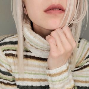 Striped Turtleneck Knit Sweater
